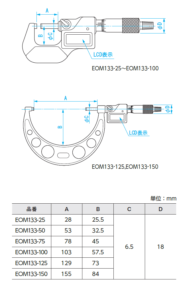 新潟精機 SK デジタル外側マイクロメーター 50-75mm MCD130-75 - 2